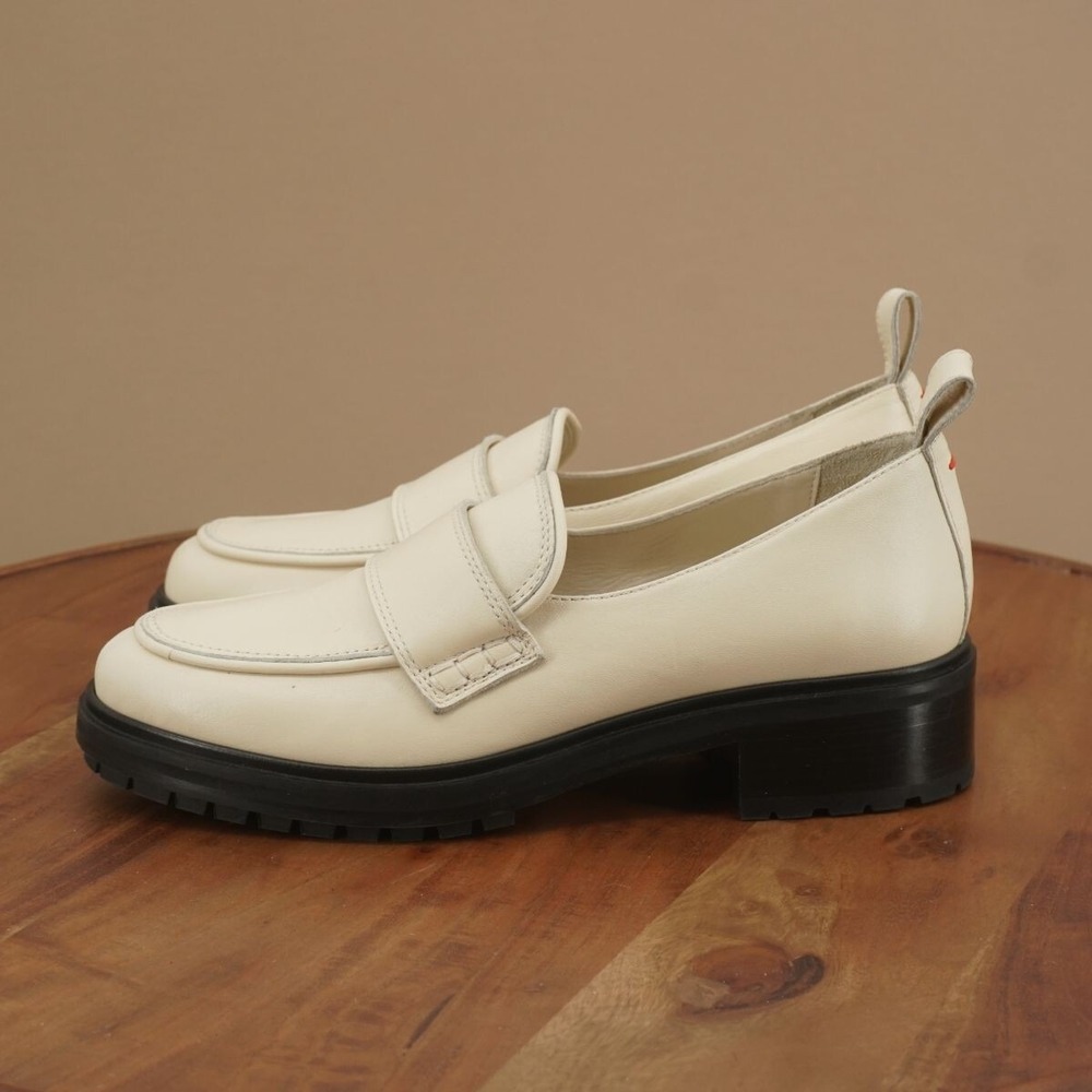 Aeyde Womens Ruth Penny Loafers Lug Sole cream White Leather Size 39 EU / 8 US - Picture 4 of 9